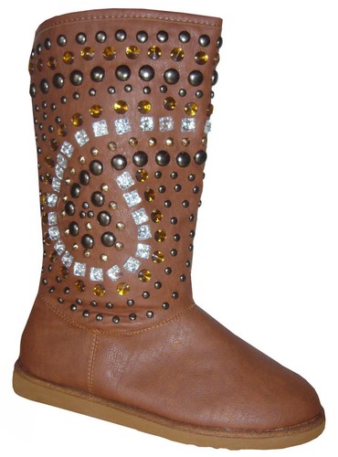 Boots stiefel nieten kunstfell - stiefel,